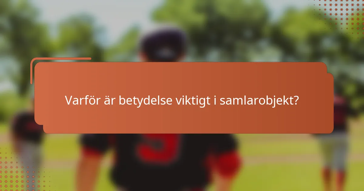 Varför är betydelse viktigt i samlarobjekt?
